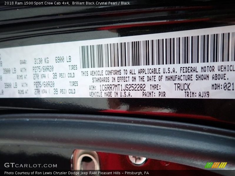 Brilliant Black Crystal Pearl / Black 2018 Ram 1500 Sport Crew Cab 4x4
