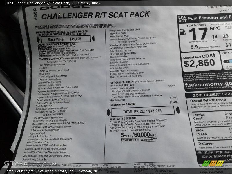 F8 Green / Black 2021 Dodge Challenger R/T Scat Pack