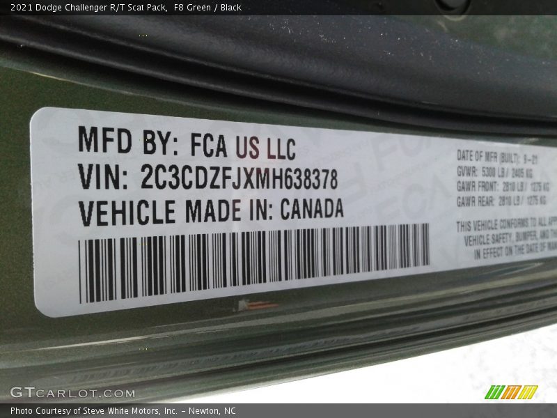 F8 Green / Black 2021 Dodge Challenger R/T Scat Pack
