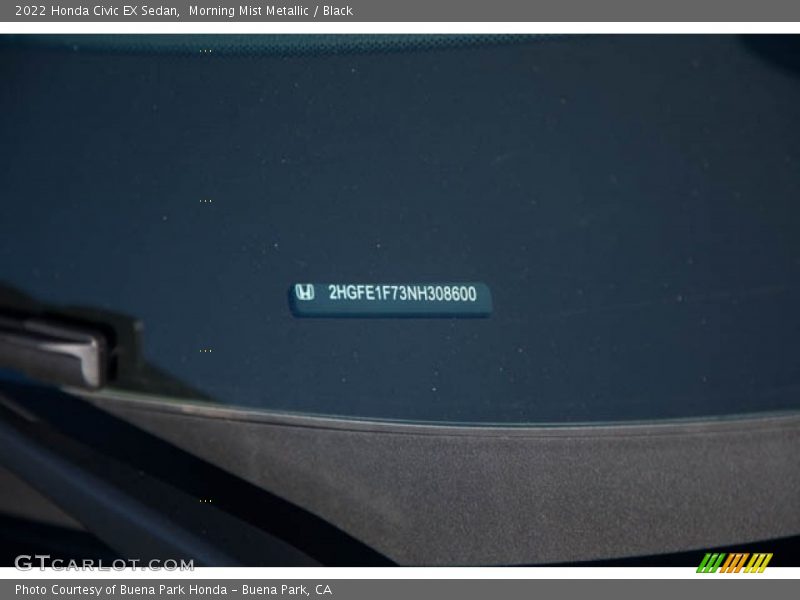 Morning Mist Metallic / Black 2022 Honda Civic EX Sedan