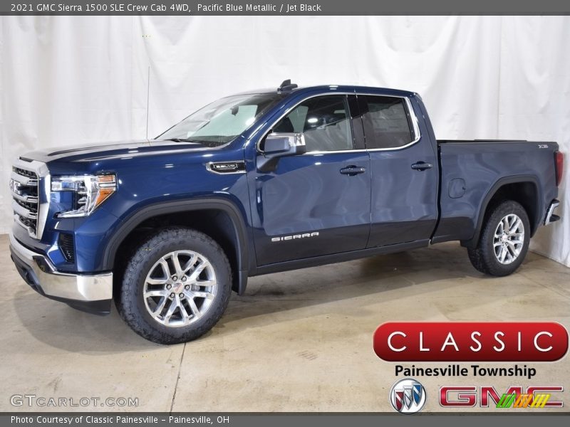 Pacific Blue Metallic / Jet Black 2021 GMC Sierra 1500 SLE Crew Cab 4WD