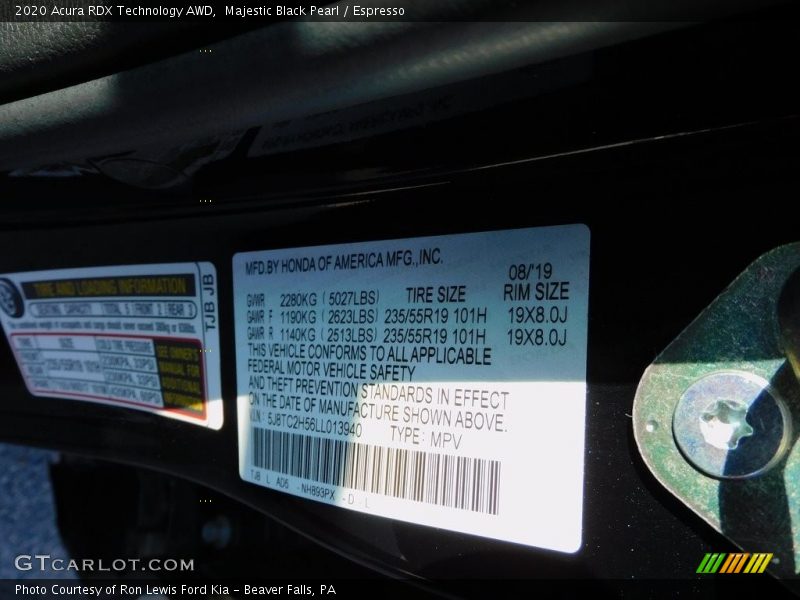 Majestic Black Pearl / Espresso 2020 Acura RDX Technology AWD