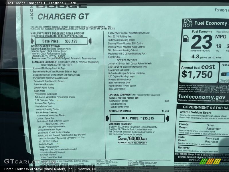 Frostbite / Black 2021 Dodge Charger GT
