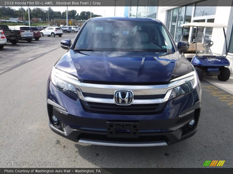 Obsidian Blue Pearl / Gray 2019 Honda Pilot EX-L AWD