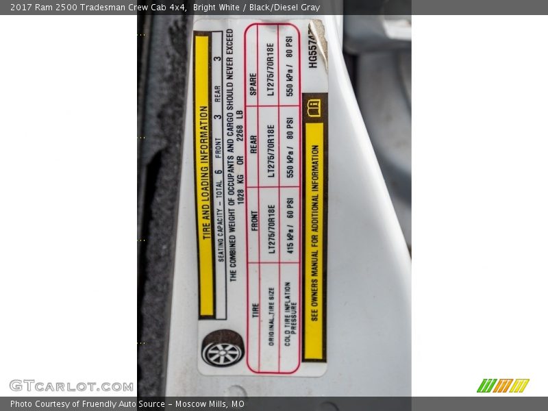 Bright White / Black/Diesel Gray 2017 Ram 2500 Tradesman Crew Cab 4x4