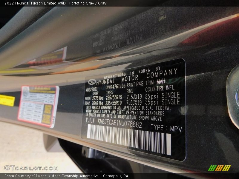Portofino Gray / Gray 2022 Hyundai Tucson Limited AWD