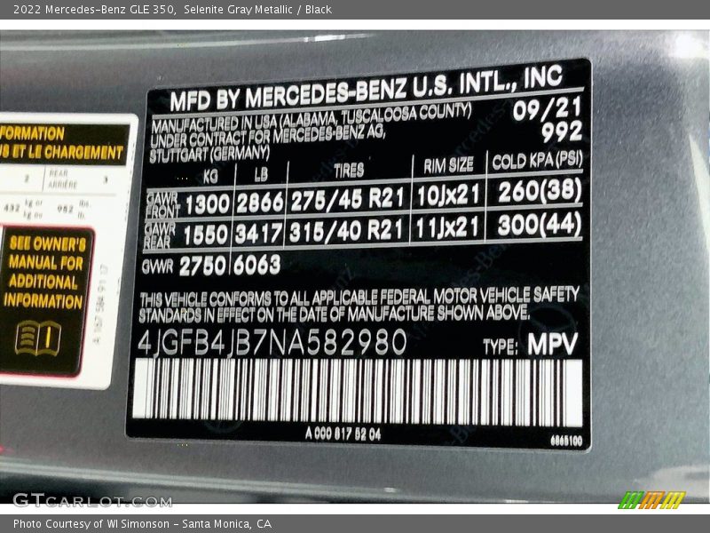 Selenite Gray Metallic / Black 2022 Mercedes-Benz GLE 350