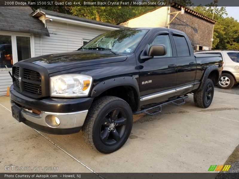 Brilliant Black Crystal Pearl / Medium Slate Gray 2008 Dodge Ram 1500 SLT Quad Cab 4x4