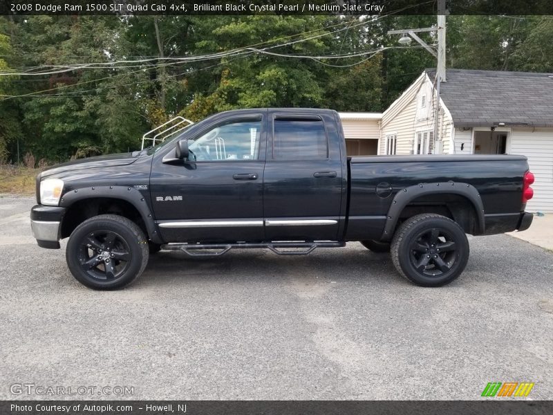 Brilliant Black Crystal Pearl / Medium Slate Gray 2008 Dodge Ram 1500 SLT Quad Cab 4x4