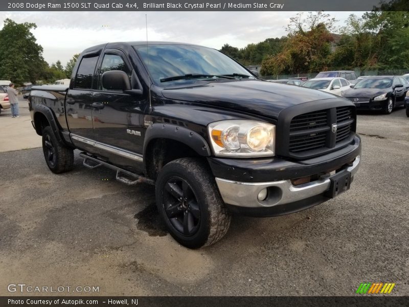 Brilliant Black Crystal Pearl / Medium Slate Gray 2008 Dodge Ram 1500 SLT Quad Cab 4x4
