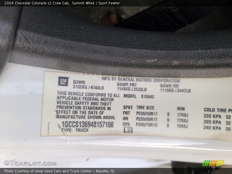 Summit White / Sport Pewter 2004 Chevrolet Colorado LS Crew Cab