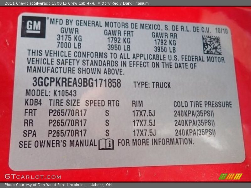 Victory Red / Dark Titanium 2011 Chevrolet Silverado 1500 LS Crew Cab 4x4