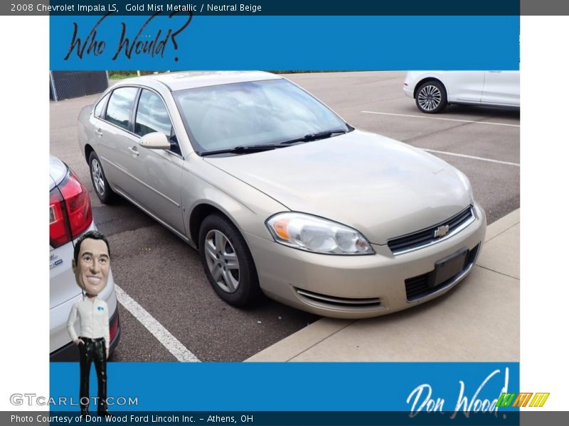 Gold Mist Metallic / Neutral Beige 2008 Chevrolet Impala LS