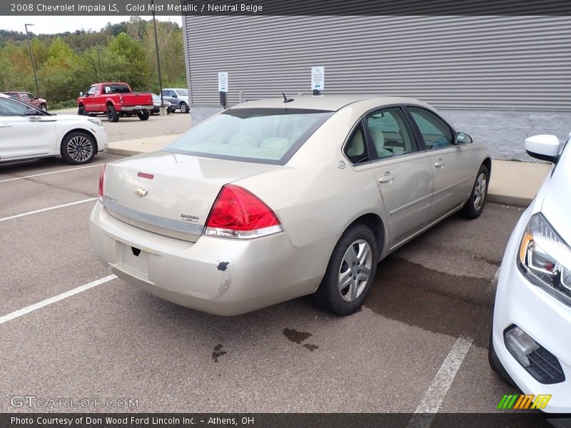 Gold Mist Metallic / Neutral Beige 2008 Chevrolet Impala LS