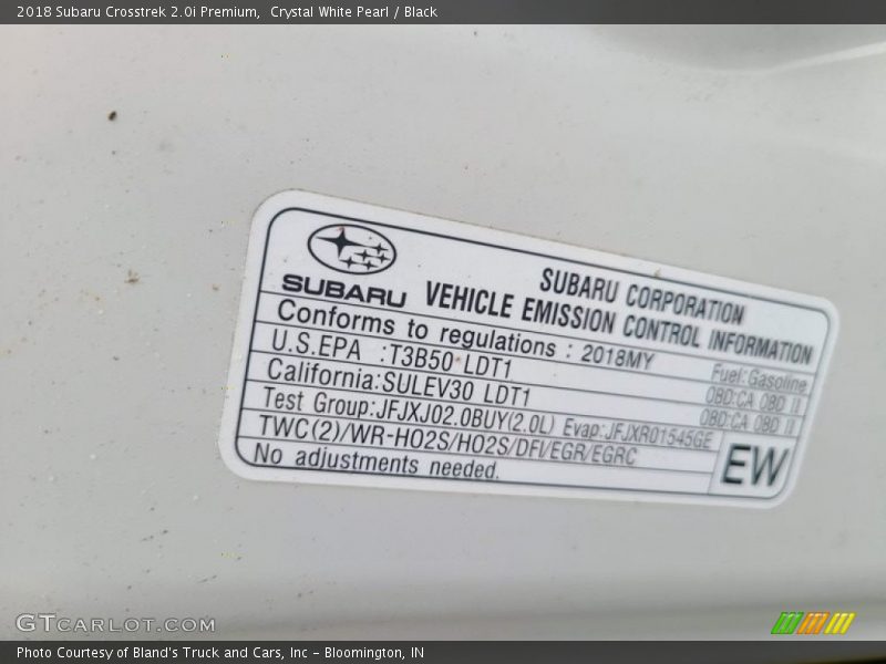 Crystal White Pearl / Black 2018 Subaru Crosstrek 2.0i Premium