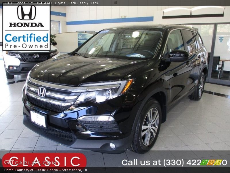 Crystal Black Pearl / Black 2018 Honda Pilot EX-L AWD