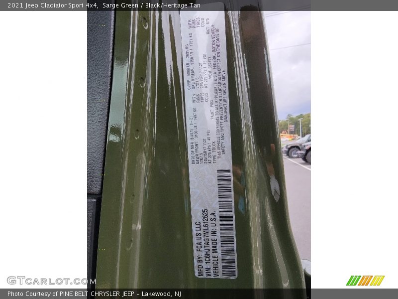 Sarge Green / Black/Heritage Tan 2021 Jeep Gladiator Sport 4x4