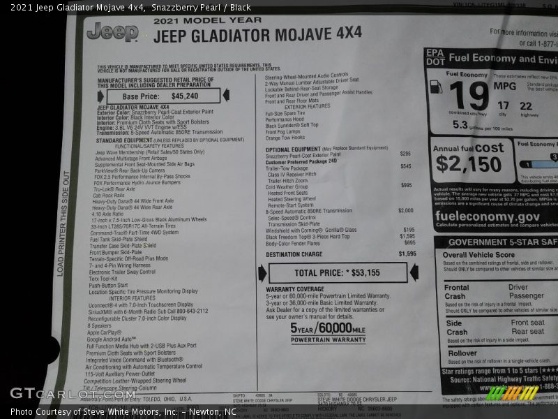 Snazzberry Pearl / Black 2021 Jeep Gladiator Mojave 4x4