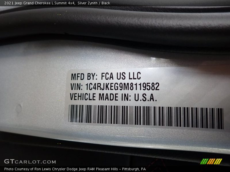 Silver Zynith / Black 2021 Jeep Grand Cherokee L Summit 4x4