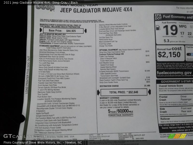 Sting-Gray / Black 2021 Jeep Gladiator Mojave 4x4