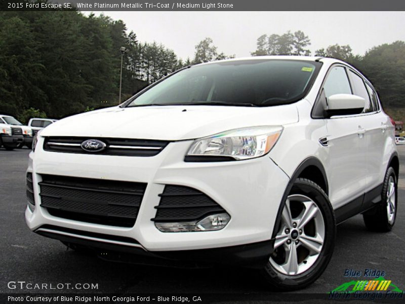 White Platinum Metallic Tri-Coat / Medium Light Stone 2015 Ford Escape SE