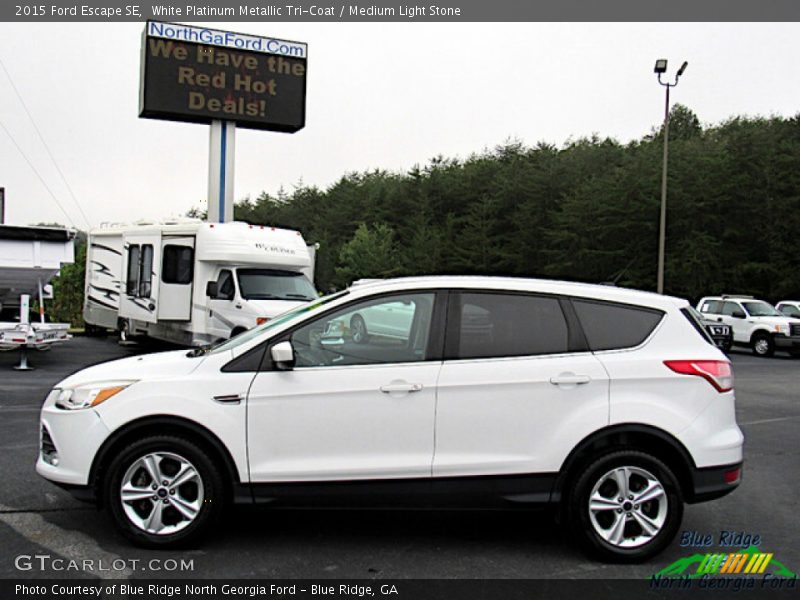 White Platinum Metallic Tri-Coat / Medium Light Stone 2015 Ford Escape SE