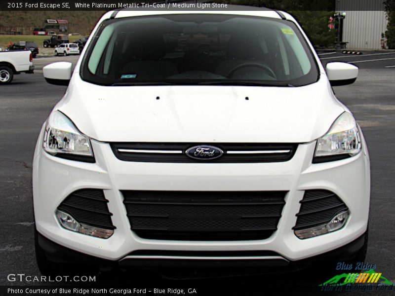 White Platinum Metallic Tri-Coat / Medium Light Stone 2015 Ford Escape SE