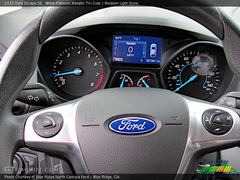 White Platinum Metallic Tri-Coat / Medium Light Stone 2015 Ford Escape SE