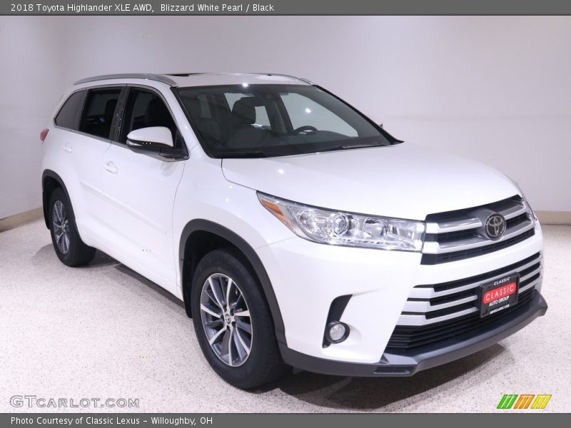 Blizzard White Pearl / Black 2018 Toyota Highlander XLE AWD