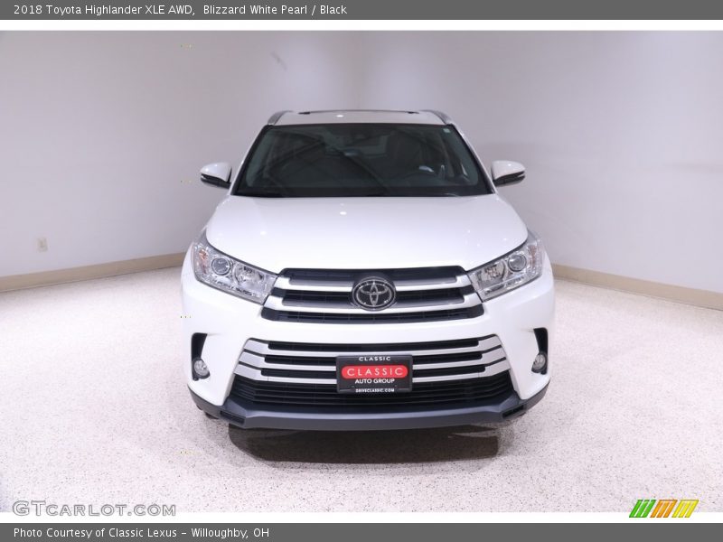 Blizzard White Pearl / Black 2018 Toyota Highlander XLE AWD
