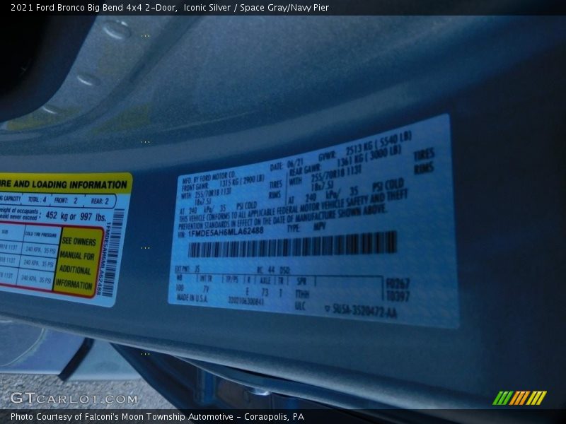 2021 Bronco Big Bend 4x4 2-Door Iconic Silver Color Code JS