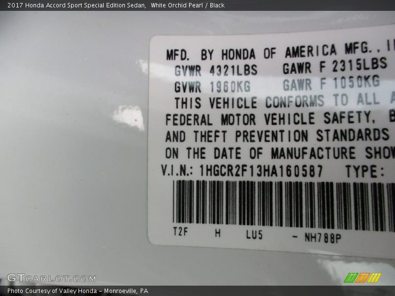 White Orchid Pearl / Black 2017 Honda Accord Sport Special Edition Sedan