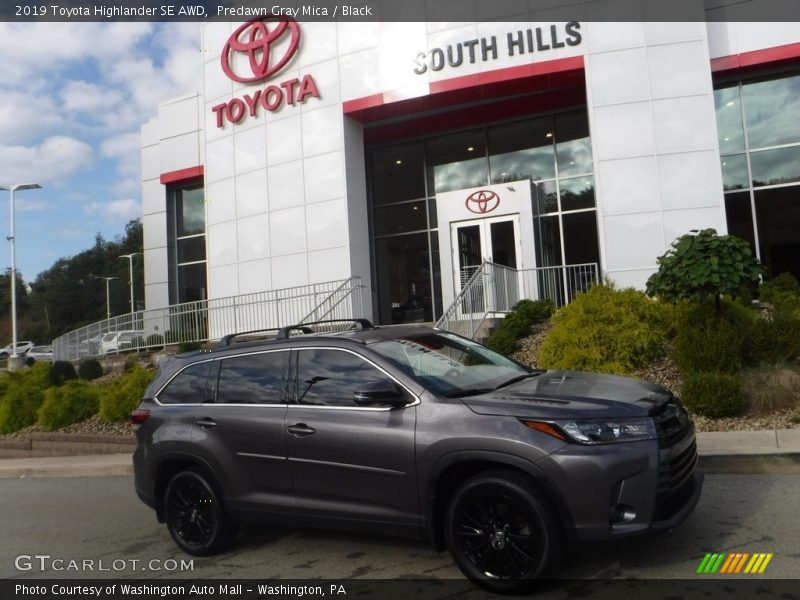 Predawn Gray Mica / Black 2019 Toyota Highlander SE AWD