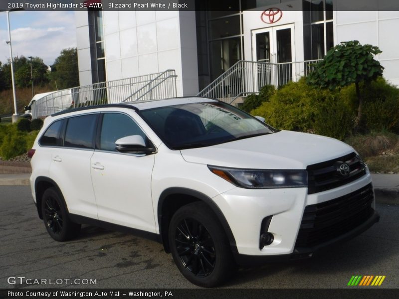 Blizzard Pearl White / Black 2019 Toyota Highlander SE AWD