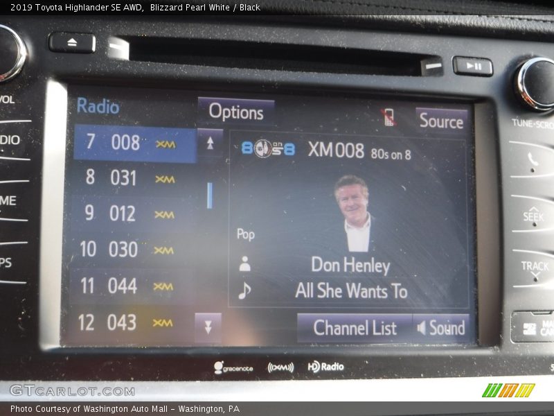 Blizzard Pearl White / Black 2019 Toyota Highlander SE AWD