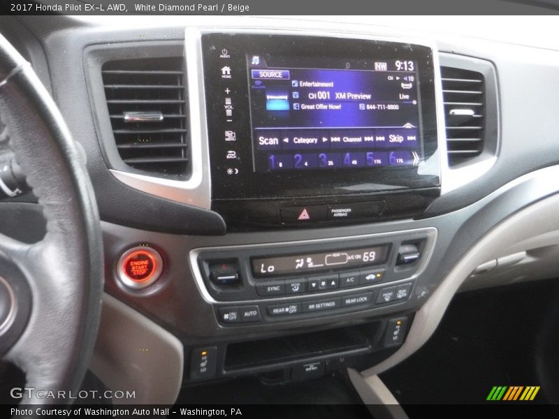 White Diamond Pearl / Beige 2017 Honda Pilot EX-L AWD