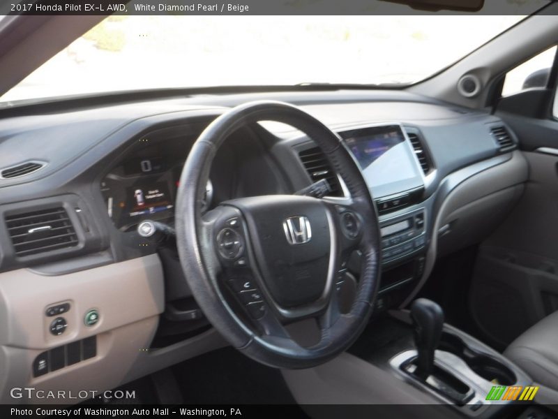 White Diamond Pearl / Beige 2017 Honda Pilot EX-L AWD