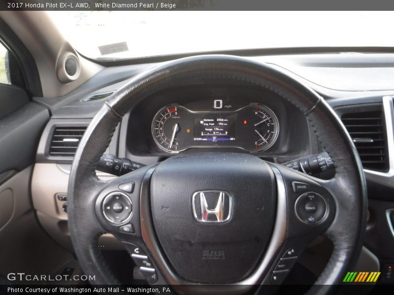 White Diamond Pearl / Beige 2017 Honda Pilot EX-L AWD