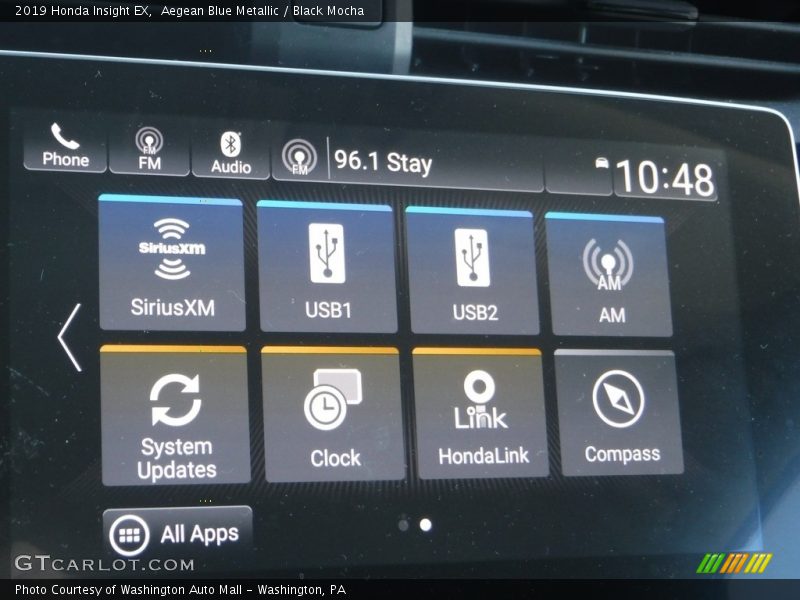 Aegean Blue Metallic / Black Mocha 2019 Honda Insight EX