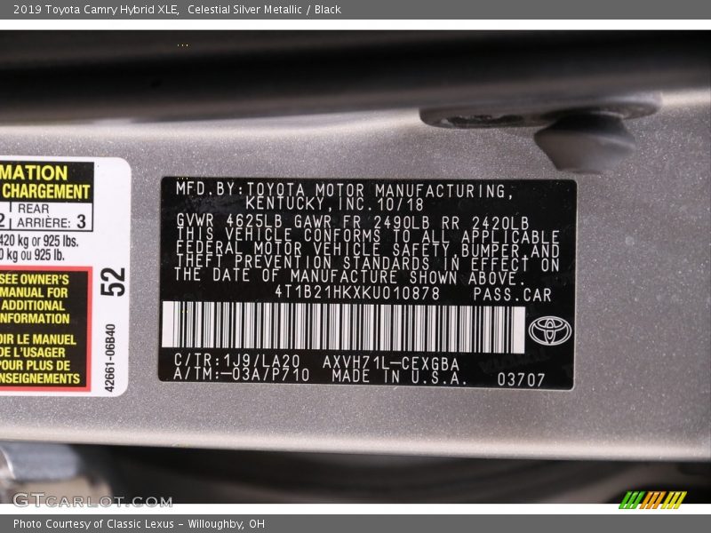 Celestial Silver Metallic / Black 2019 Toyota Camry Hybrid XLE