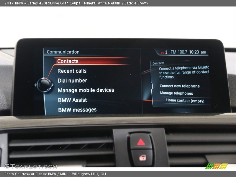 Mineral White Metallic / Saddle Brown 2017 BMW 4 Series 430i xDrive Gran Coupe