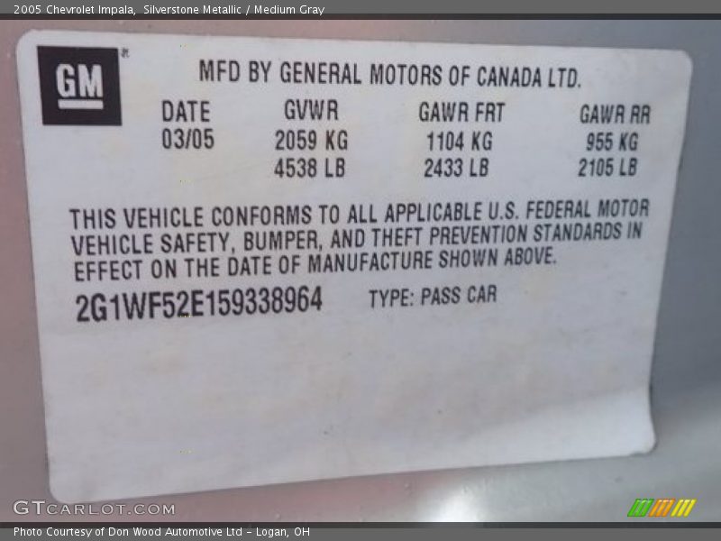 Silverstone Metallic / Medium Gray 2005 Chevrolet Impala