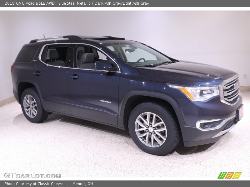 Blue Steel Metallic / Dark Ash Gray/Light Ash Gray 2018 GMC Acadia SLE AWD