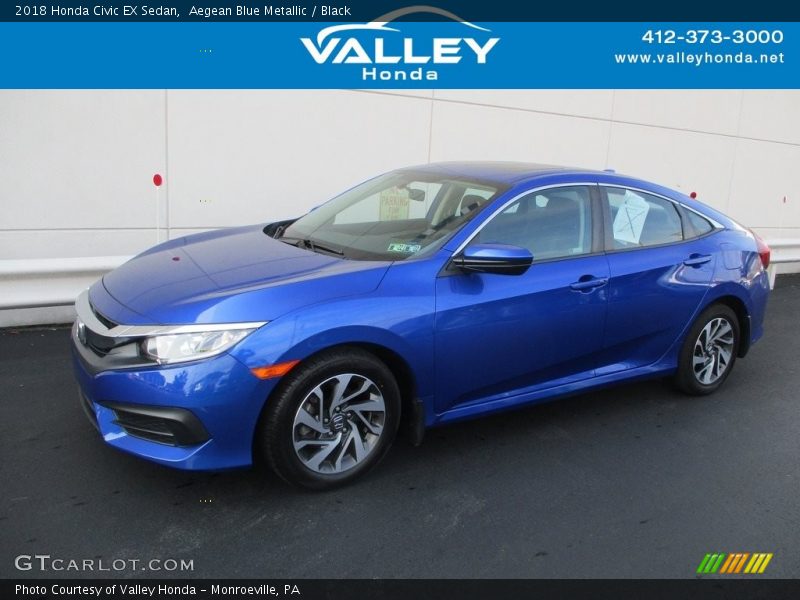 Aegean Blue Metallic / Black 2018 Honda Civic EX Sedan