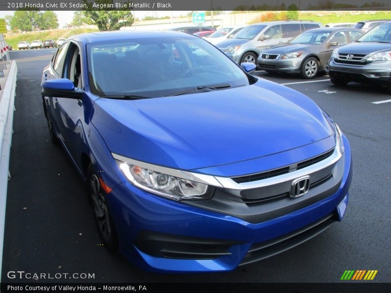 Aegean Blue Metallic / Black 2018 Honda Civic EX Sedan