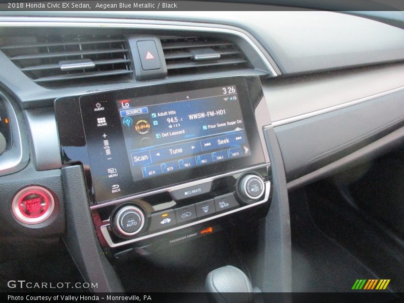 Aegean Blue Metallic / Black 2018 Honda Civic EX Sedan
