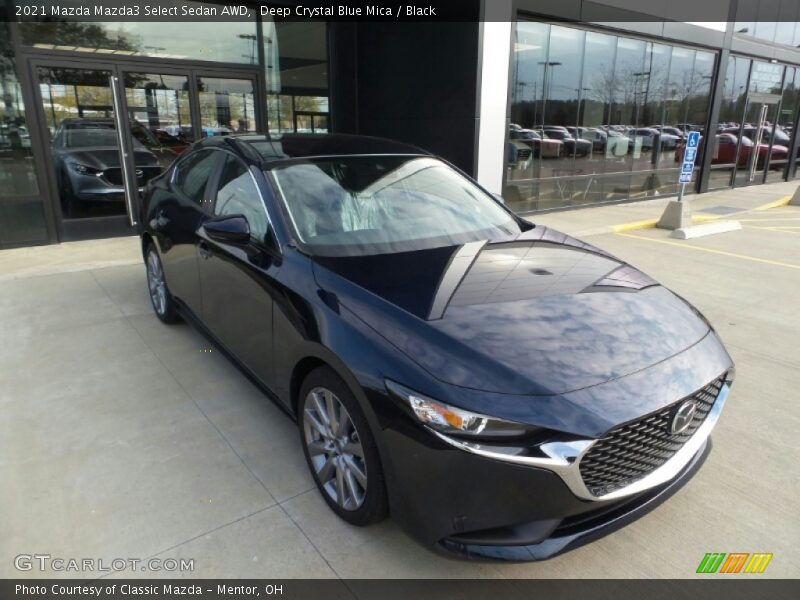 Deep Crystal Blue Mica / Black 2021 Mazda Mazda3 Select Sedan AWD
