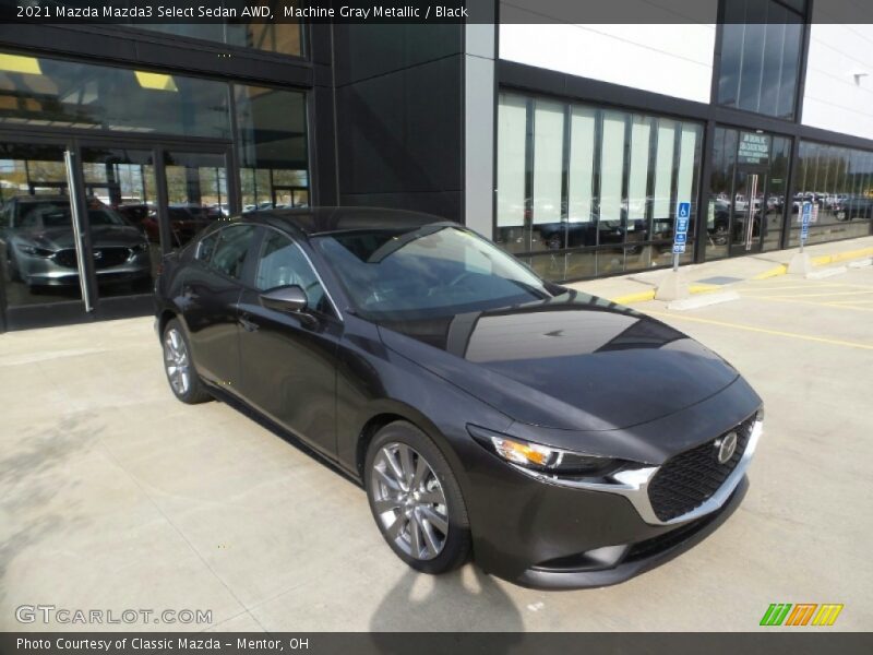 Machine Gray Metallic / Black 2021 Mazda Mazda3 Select Sedan AWD