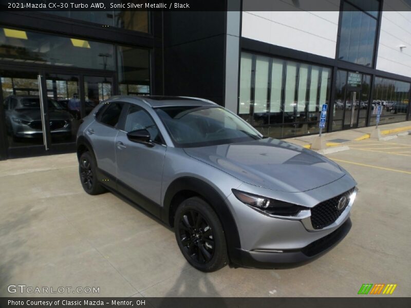 Sonic Silver Metallic / Black 2021 Mazda CX-30 Turbo AWD