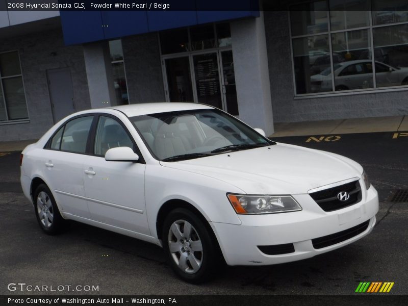 Powder White Pearl / Beige 2008 Hyundai Sonata GLS
